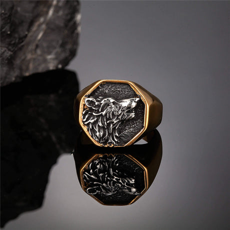 Golden Norse Wolf Ring-Tales of Valhalla