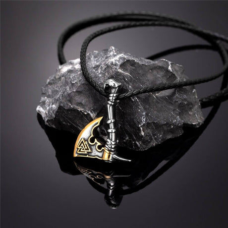 Golden Valknut Axe Necklace-Tales of Valhalla