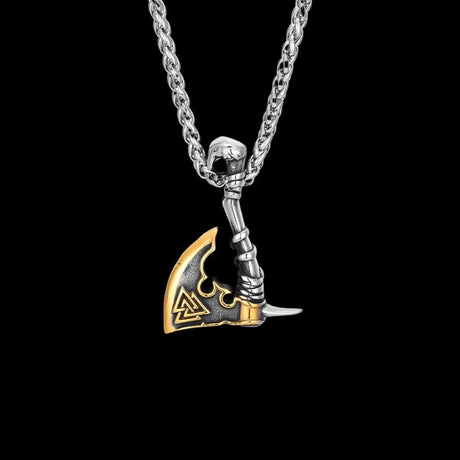 Golden Valknut Axe Necklace-Tales of Valhalla