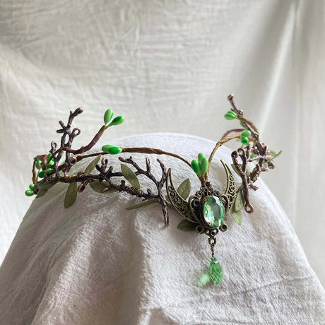 Handmade Woodland Green Stone Crown