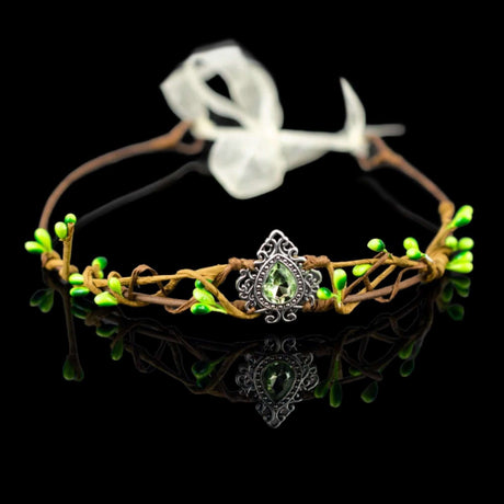 Handmade Woodland Green Stone Crown-Tales of Valhalla