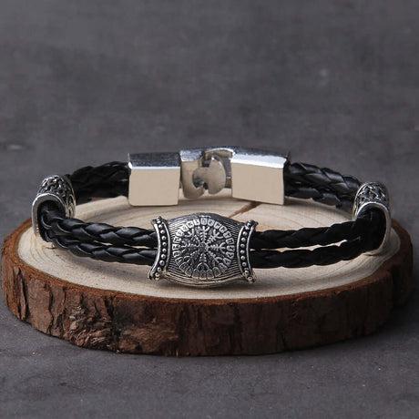 Helm of Awe Viking Leather Bracelet-Tales of Valhalla