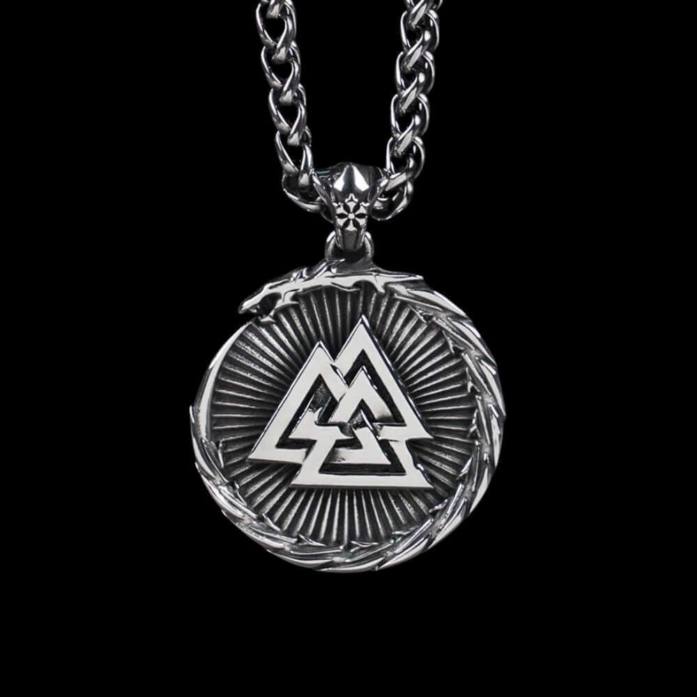 Jörmungandr Circling The Valknut Necklace