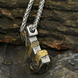 Jörmungandr Surrounding Mjölnir Necklace