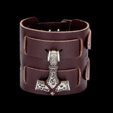 Mjölnir Leather Wristband-Tales of Valhalla