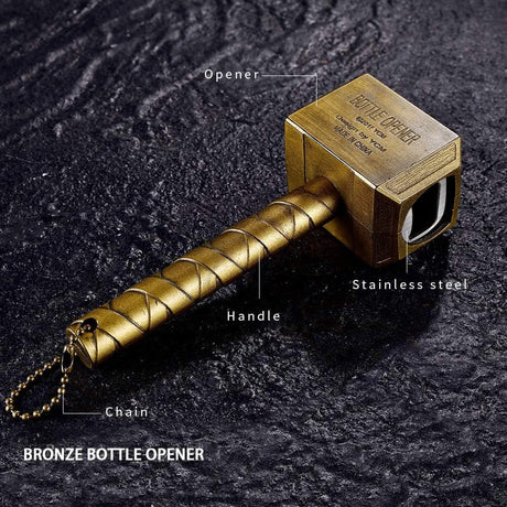 Mjolnir Thor Hammer Bottle Opener Keychain