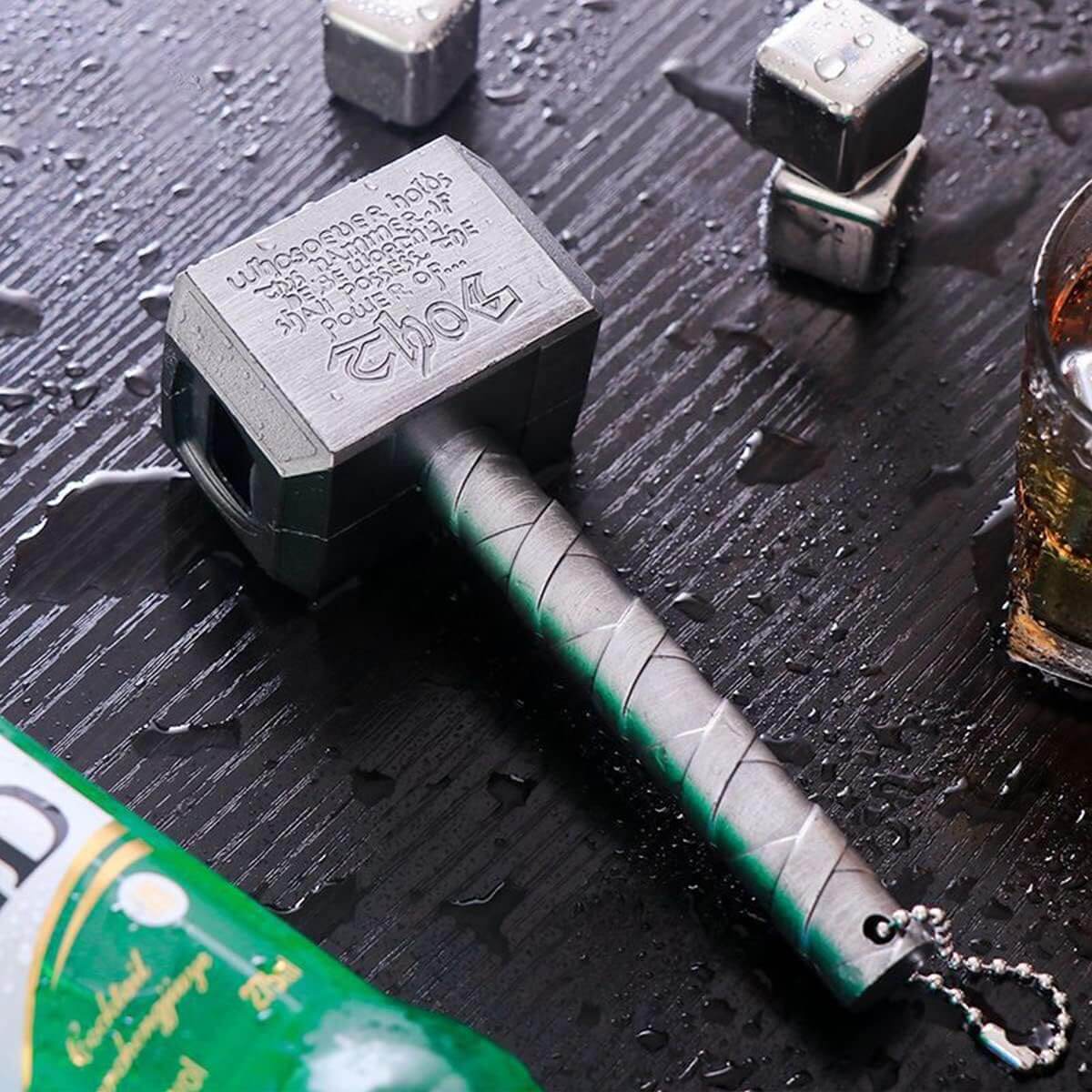 Mjolnir Thor Hammer Bottle Opener Keychain