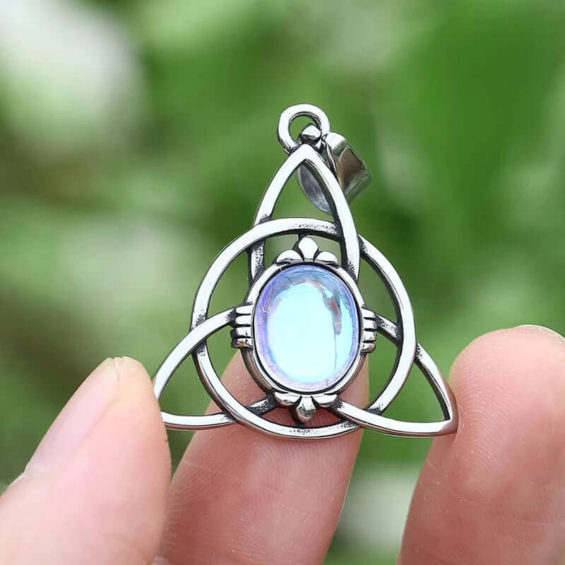 Mystical Moonstone Triquetra Necklace