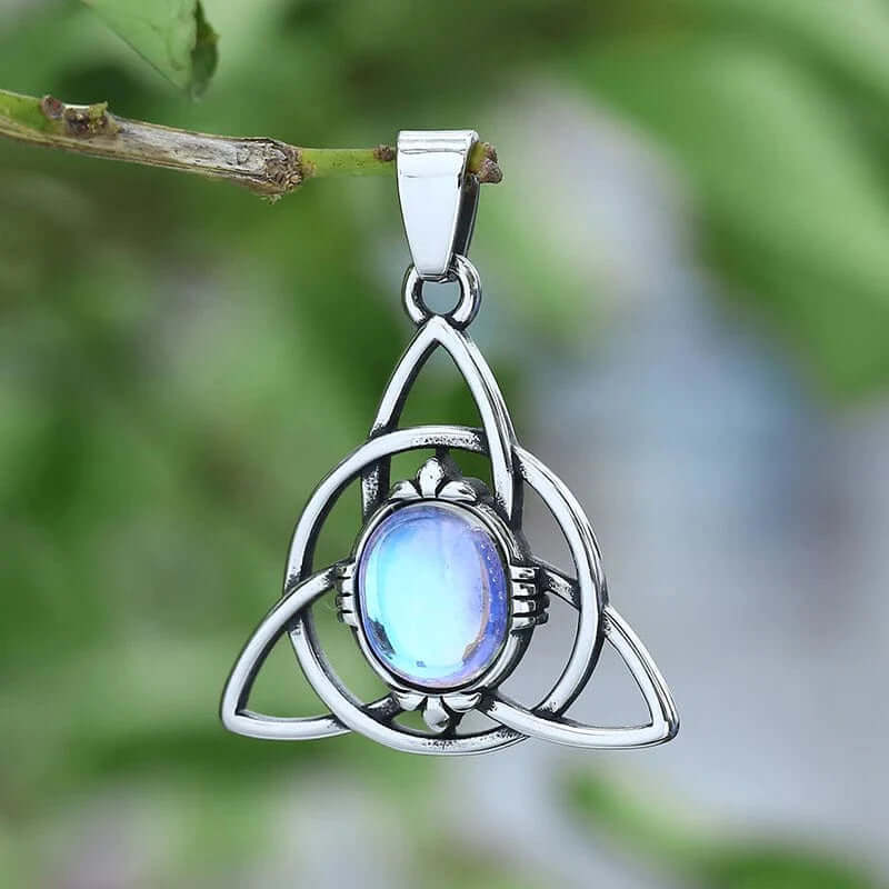 Mystical Moonstone Triquetra Necklace