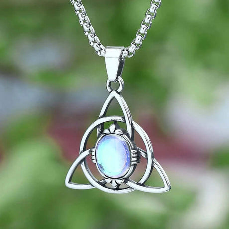 Mystical Moonstone Triquetra Necklace-Tales of Valhalla