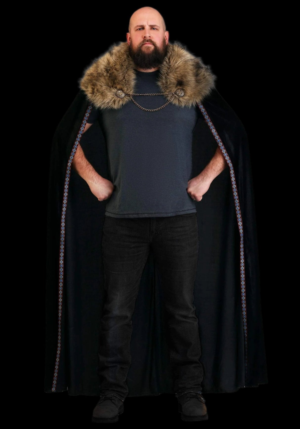 Nordic Embroidery Fur Collar Cloak