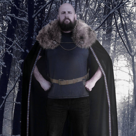 Nordic Embroidery Fur Collar Cloak-Tales of Valhalla