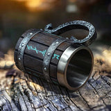 Nordic Rune Barrel Tankard Mug