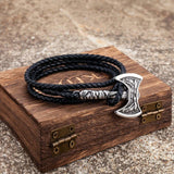 Norse Axe Leather Bracelet