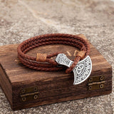 Norse Axe Leather Bracelet