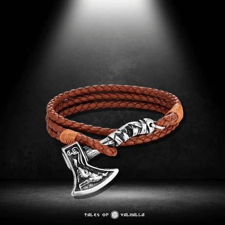 Norse Axe Leather Bracelet-Tales of Valhalla