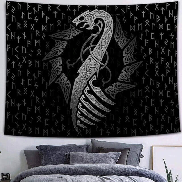 Norse Dragon and Runes Tapestry