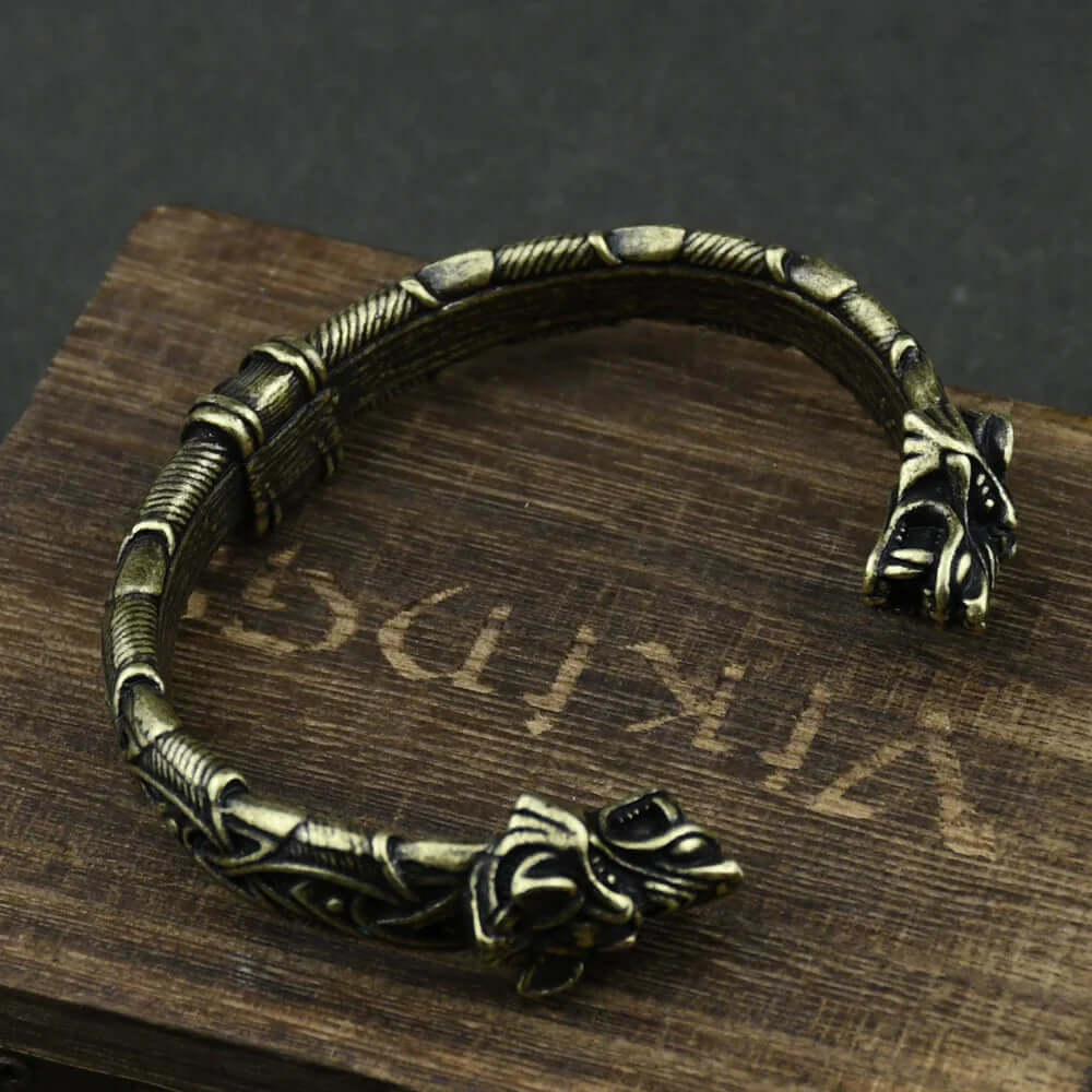 Norse Wolf Viking Bracelet Cuff