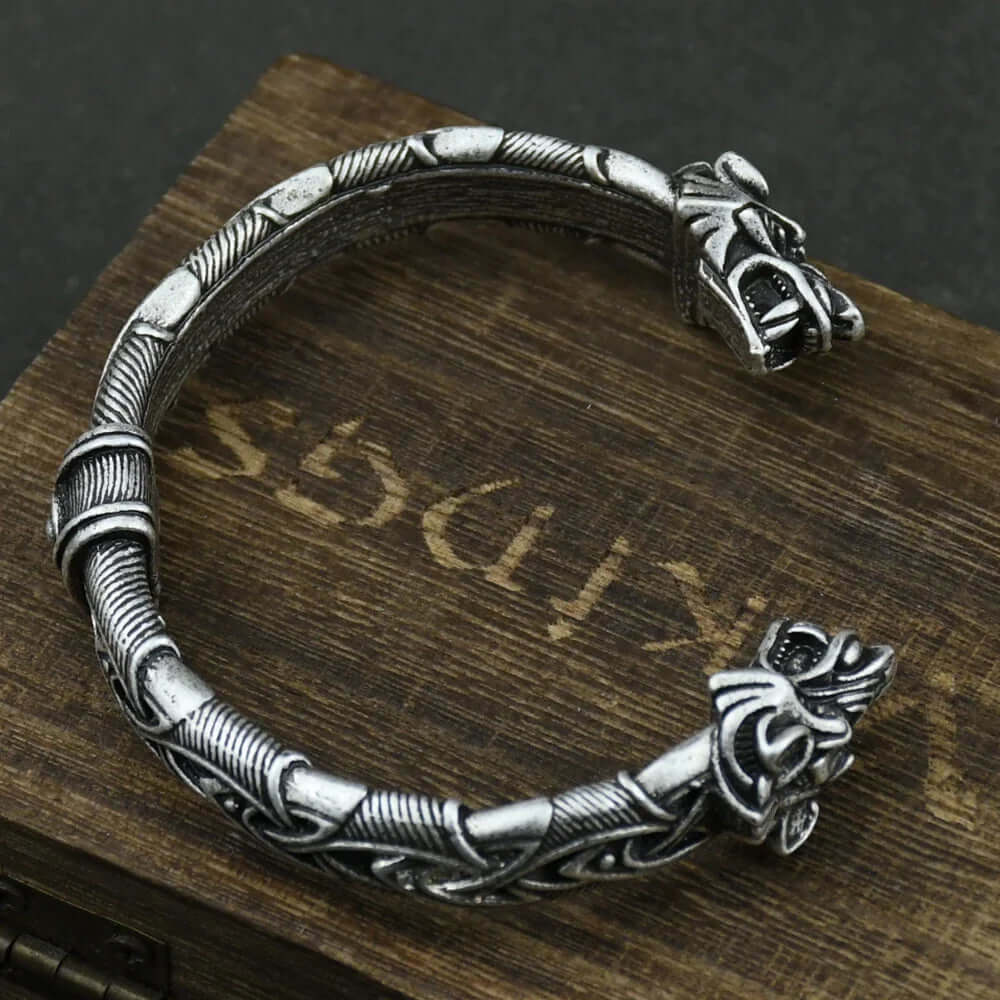 Norse Wolf Viking Bracelet Cuff