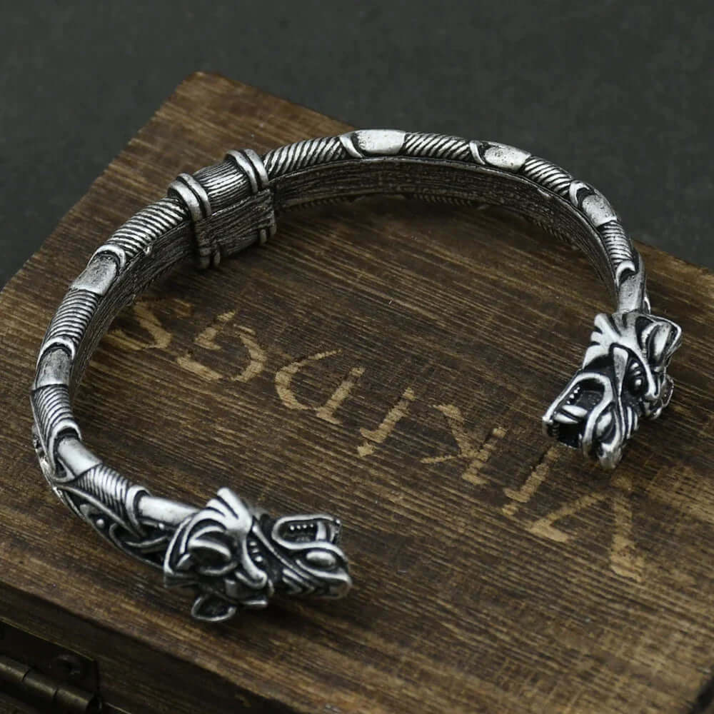 Norse Wolf Viking Bracelet Cuff