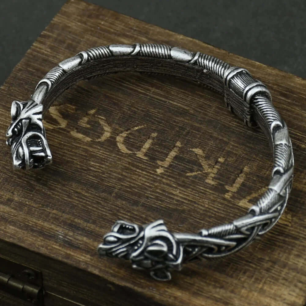 Norse Wolf Viking Bracelet Cuff