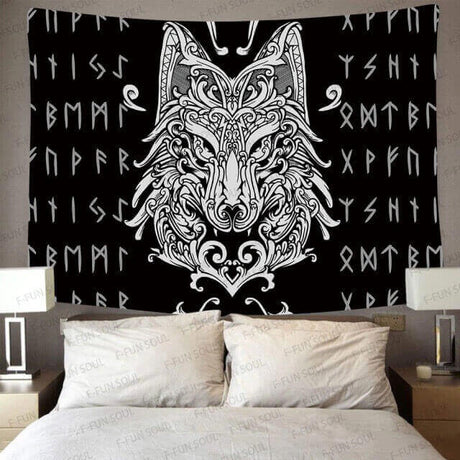 Norse Wolf and Runes Tapestry-Tales of Valhalla