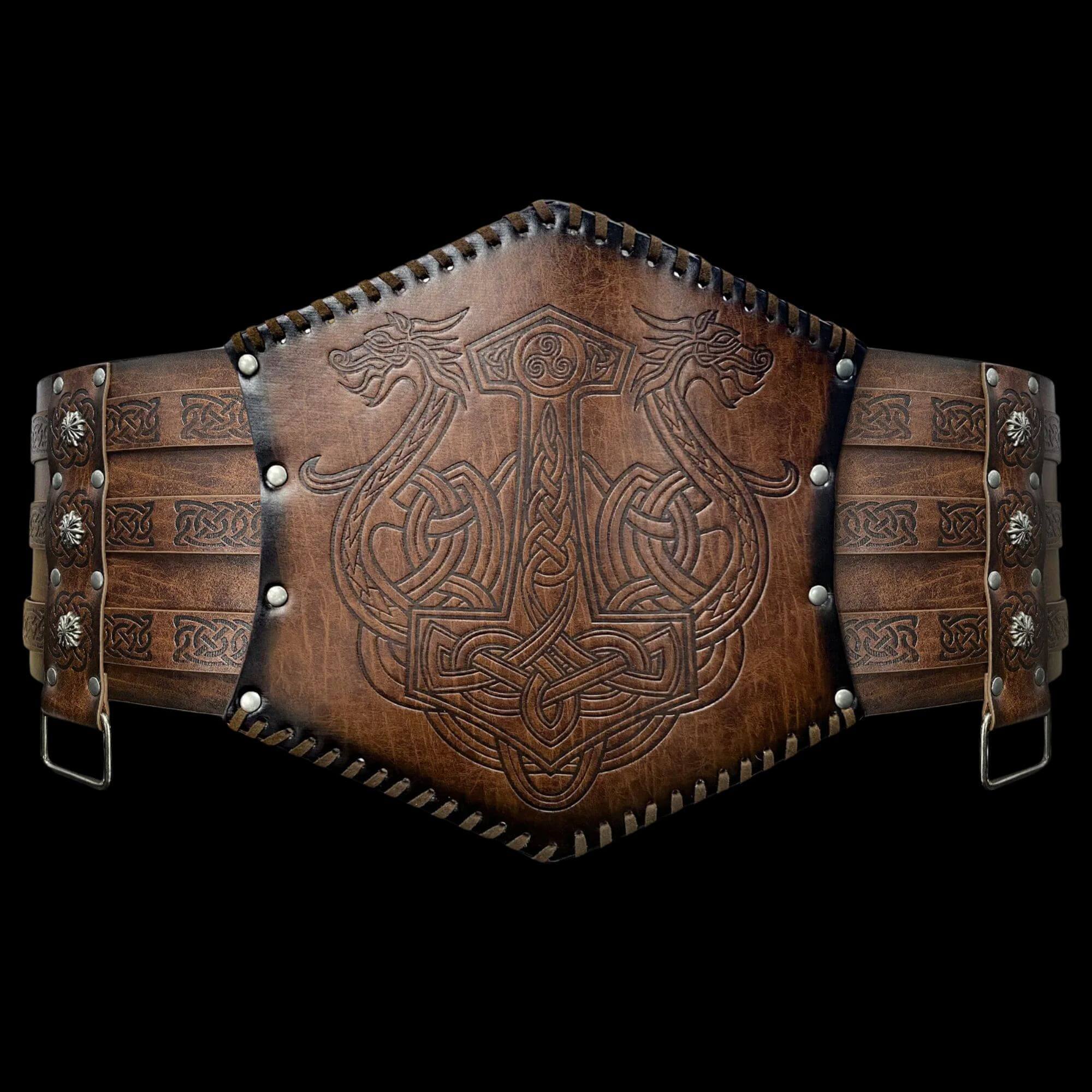 アート・デザイン・音楽 Inka & Niclas Lindergard: The Belt of Ve Norse Wolves and Mjölnir Leather Belt – Tales of Valhalla