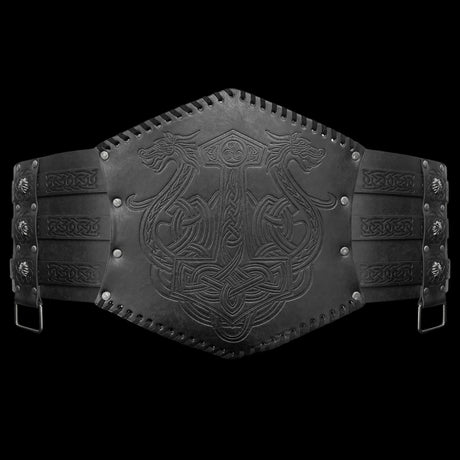 Norse Wolves and Mjölnir Leather Belt-Tales of Valhalla