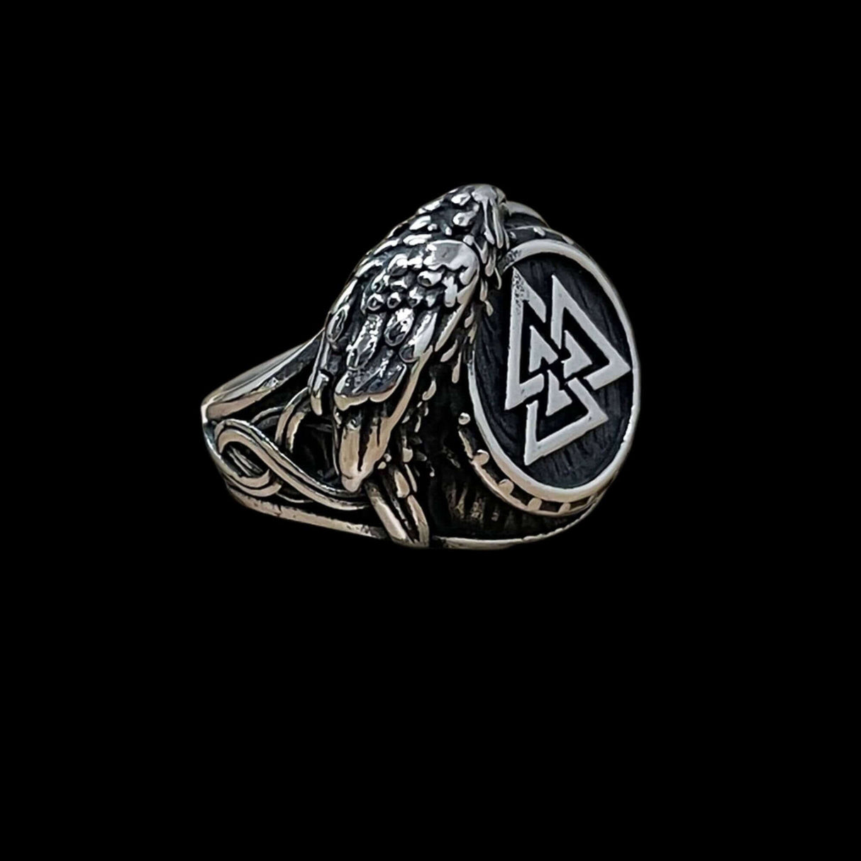 Odin's Raven and Valknut Ring