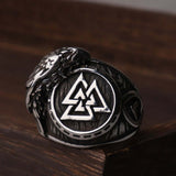 Odin's Raven and Valknut Ring