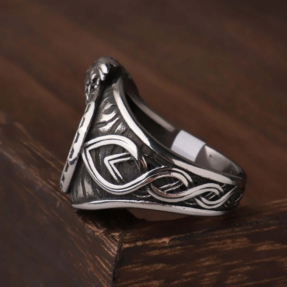 Odin's Raven and Valknut Ring