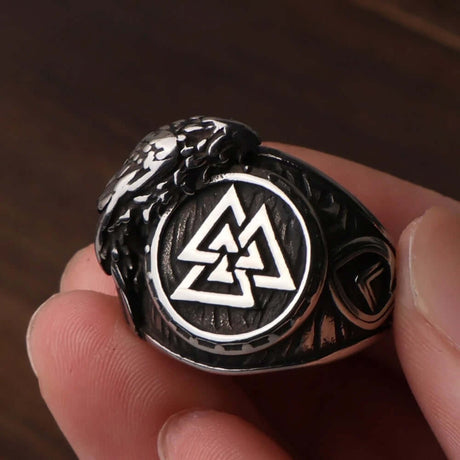 Odin's Raven and Valknut Ring-Tales of Valhalla