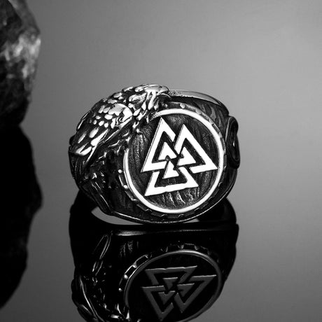 Odin's Raven and Valknut Ring