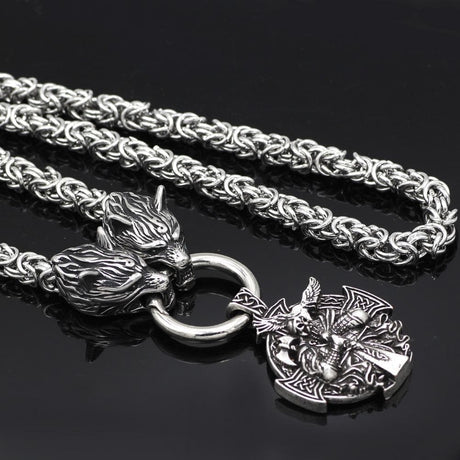 Odin's Wolf Heads Necklace-Tales of Valhalla