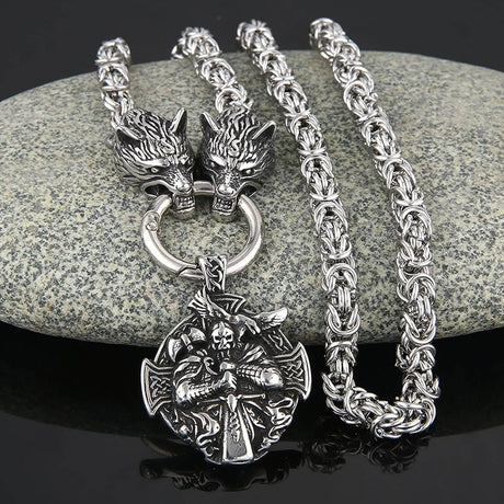 Odin's Wolf Heads Necklace-Tales of Valhalla