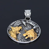 Odin's Wolves and Ravens Necklace