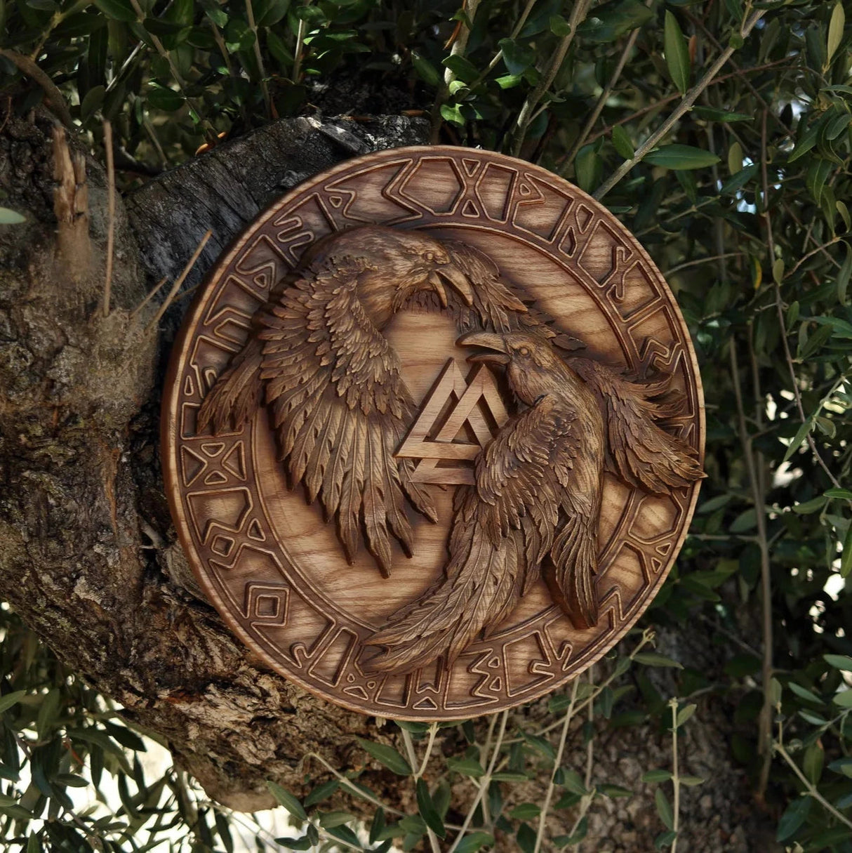 Pair of Raven Wooden Shield