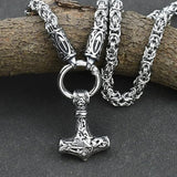 Runes and Mjölnir Byzantine Chain Necklace