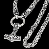 Runes and Mjölnir Byzantine Chain Necklace