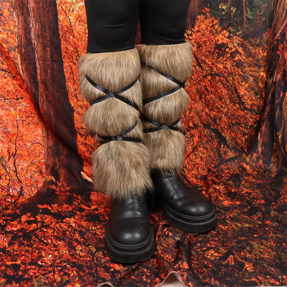 Valknut Fur-Lined Viking Gaiter Bracers