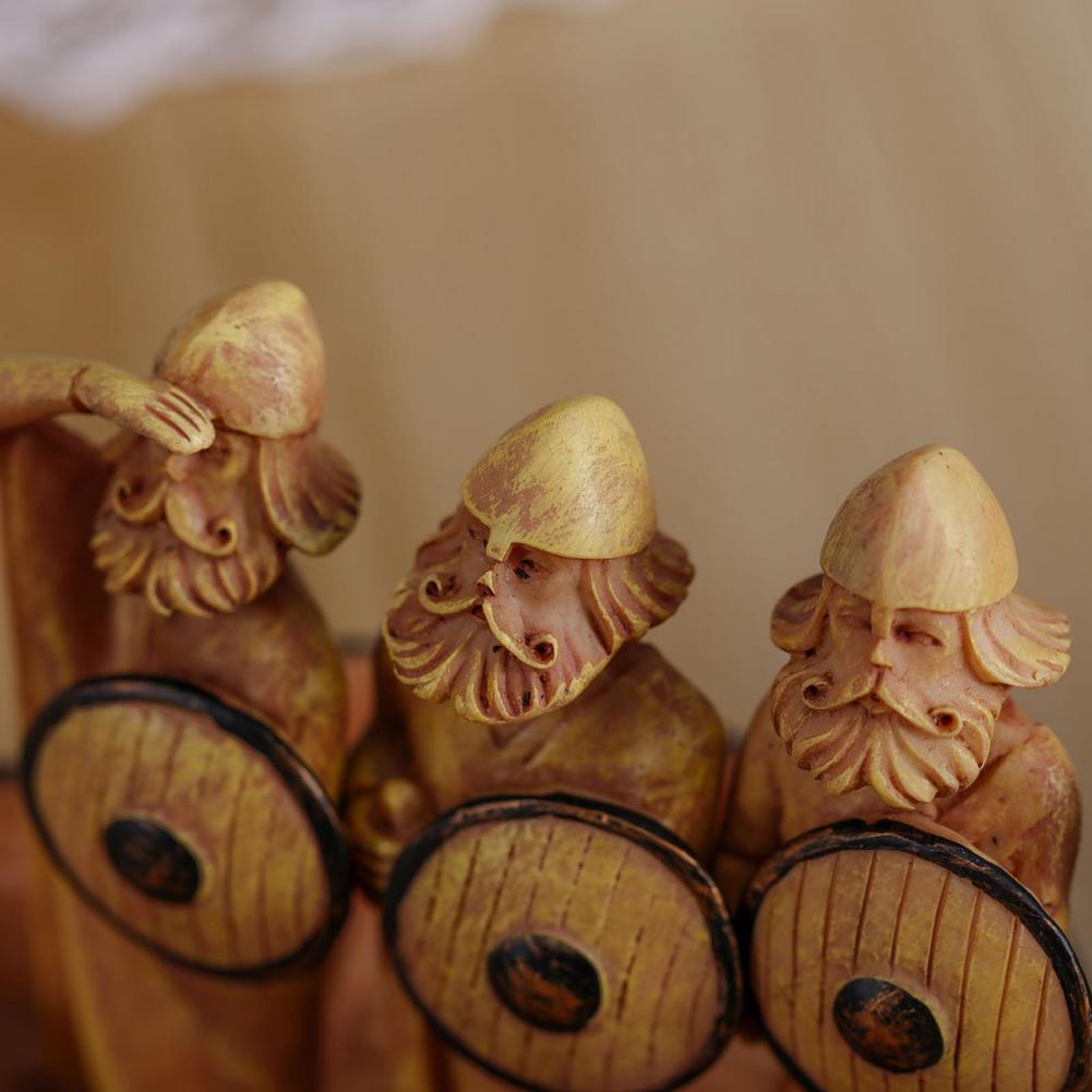 Hand-Carved Sailing Warriors Viking Boat Decoration | Unique