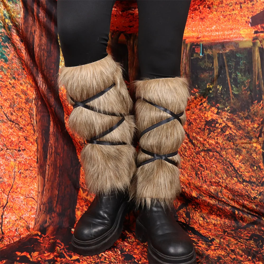 Valknut Fur-Lined Viking Gaiter Bracers