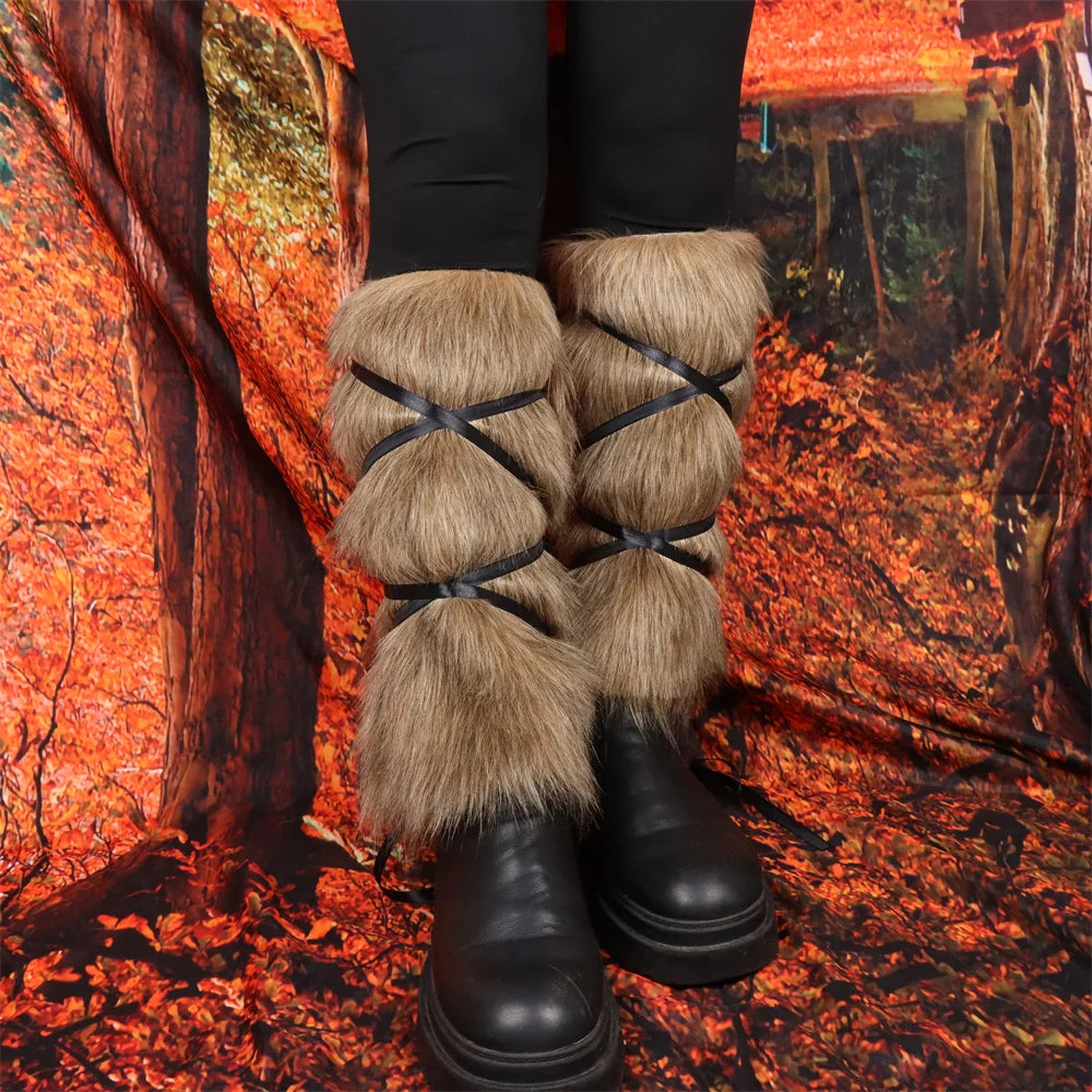 Valknut Fur-Lined Viking Gaiter Bracers