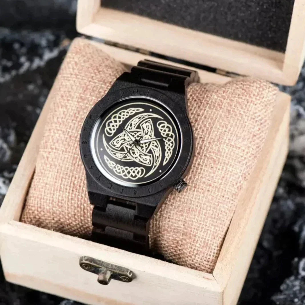 Triple of Odin Wooden Viking Watch