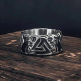 Valknut Geri and Freki Antique Ring