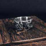 Valknut Geri and Freki Antique Ring