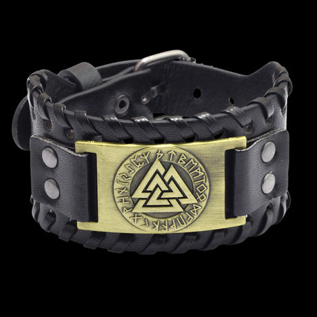 Valknut Leather Bracelet-Tales of Valhalla