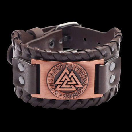 Valknut Leather Bracelet-Tales of Valhalla