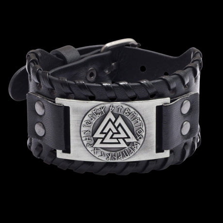 Valknut Leather Bracelet-Tales of Valhalla