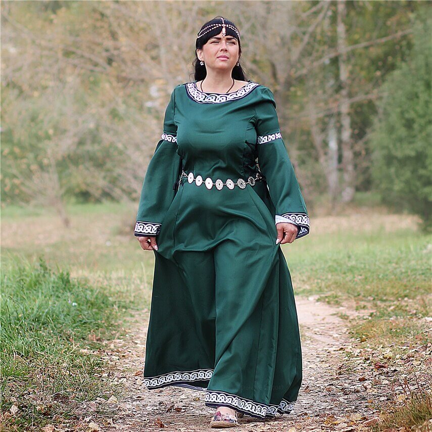 Viking Medieval Dress Green / 5XL Viking Medieval Dress Green / 5XL